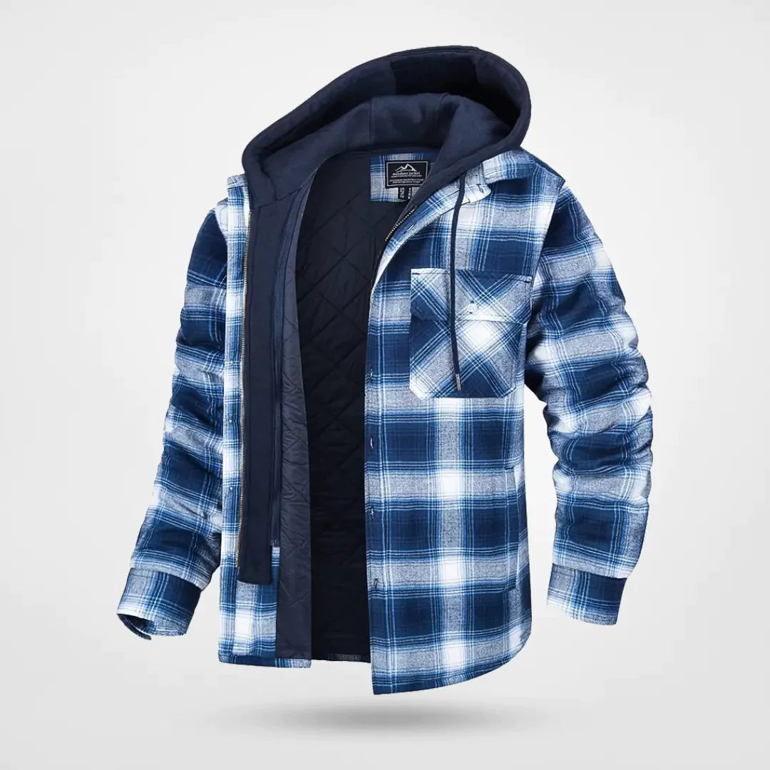 Herren Kapuzen Winterjacke | Kariertes Muster