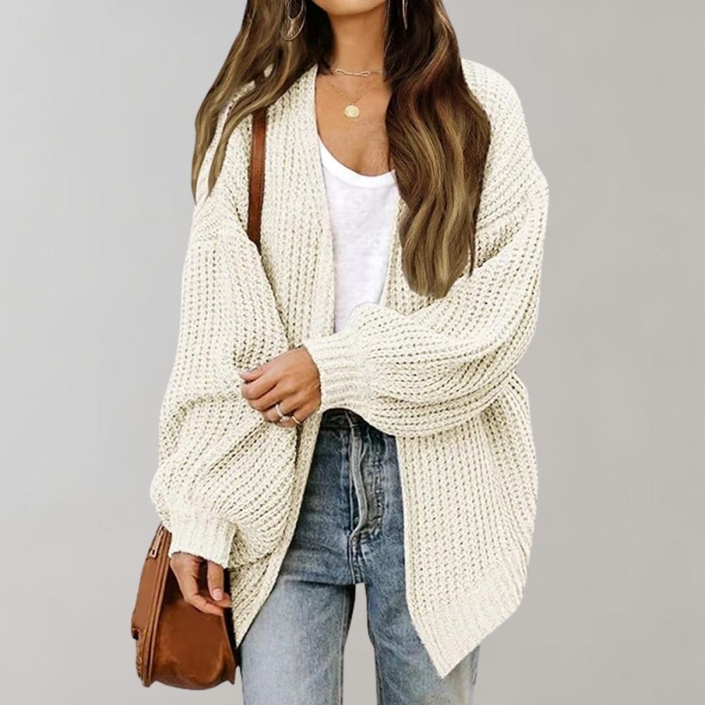 Übergroße Gestrickte Strickjacke Für Damen | Langer Ärmel