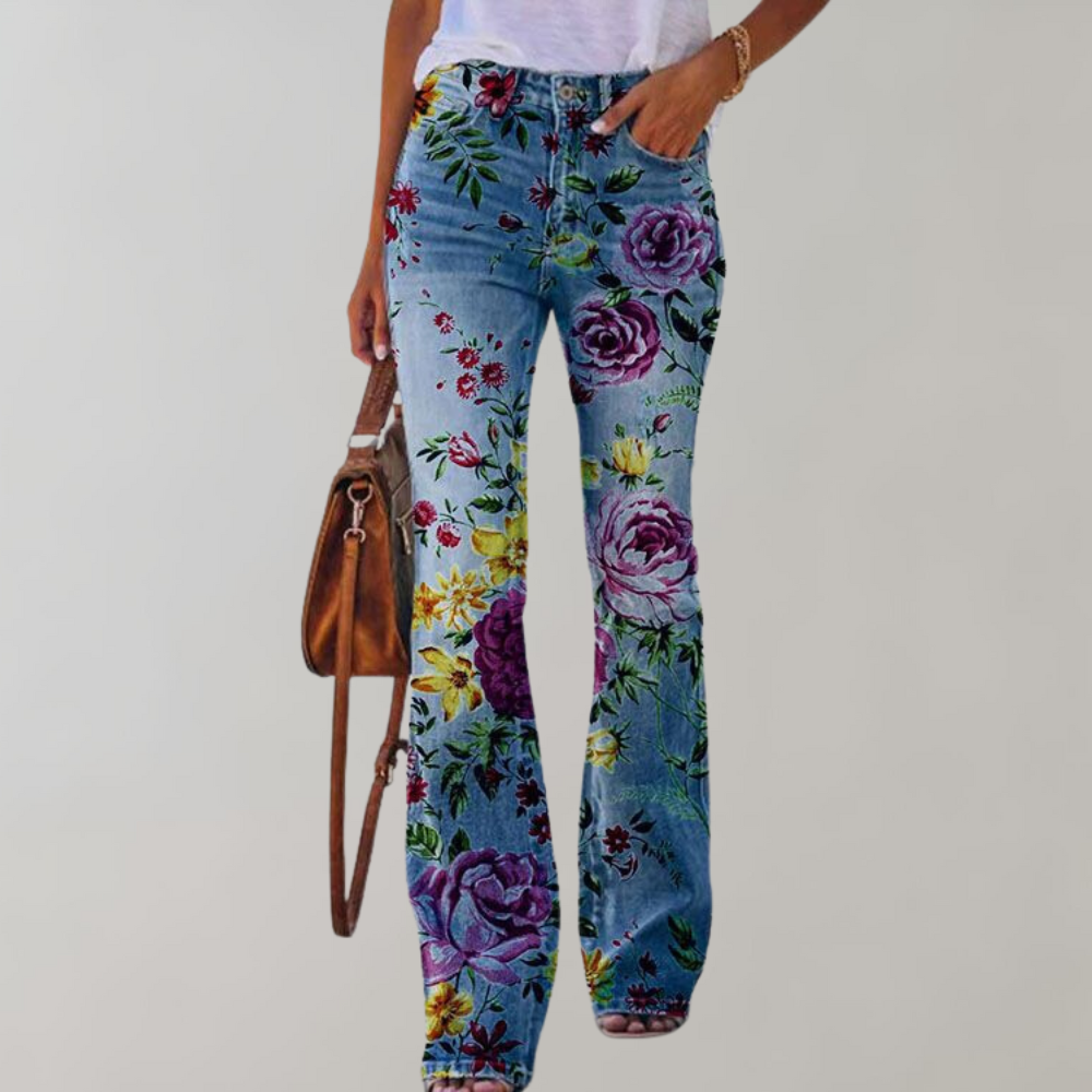 Damen Hose Mit Weitem Bein High Waist | Bedruckt