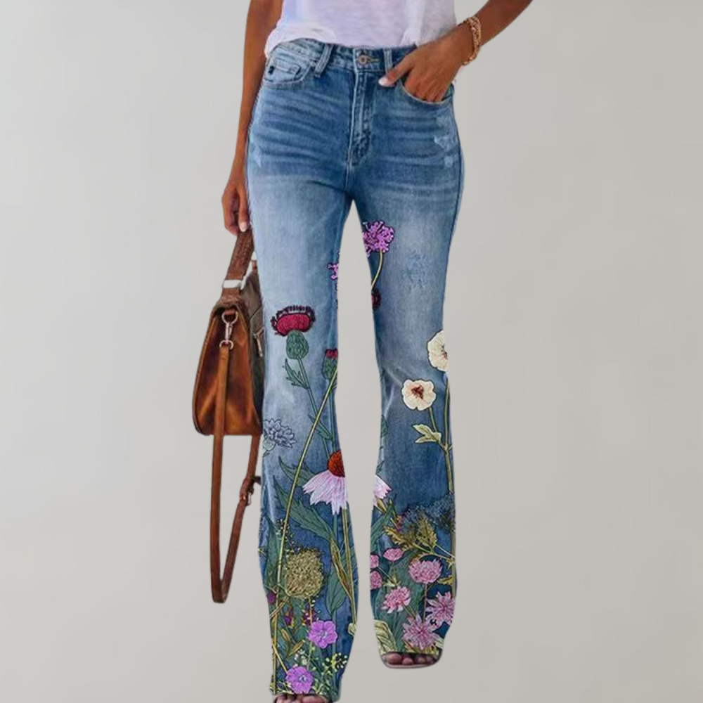 Damen Hose Mit Weitem Bein High Waist | Bedruckt