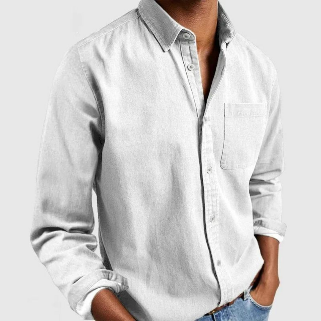 Herren-Jeanshemd mit langen Ärmeln und Knopfleiste