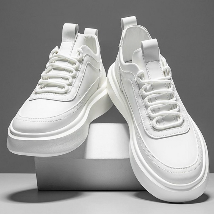 Herren Weiße Leder-Sneaker mit Chunky Plateau-Sohle