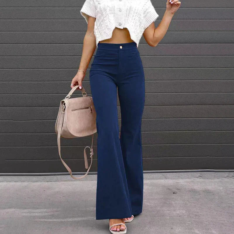 Damen Alle Jahreszeiten High-Waist-Schlaghose