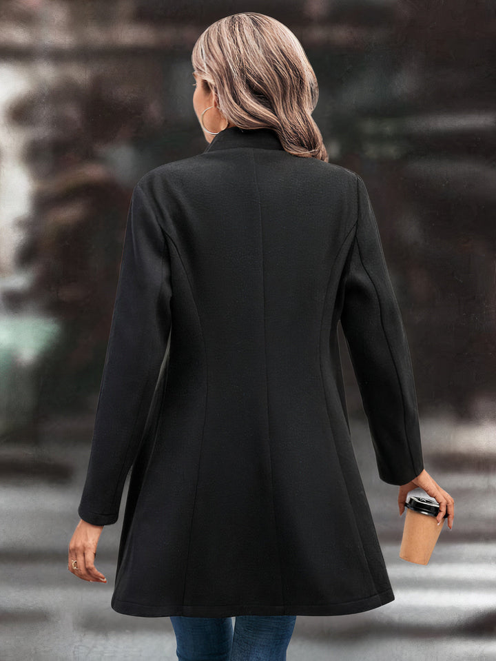 Damen Mid-Length Longline Mantel mit Reverskragen
