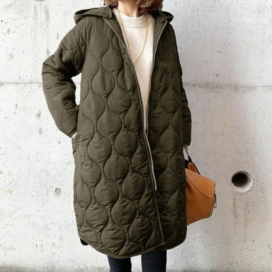 Damen Gestepptes Reißverschlussjacke | Lang