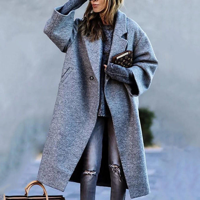 Damen Langer Lässiger Mantel | Herbst