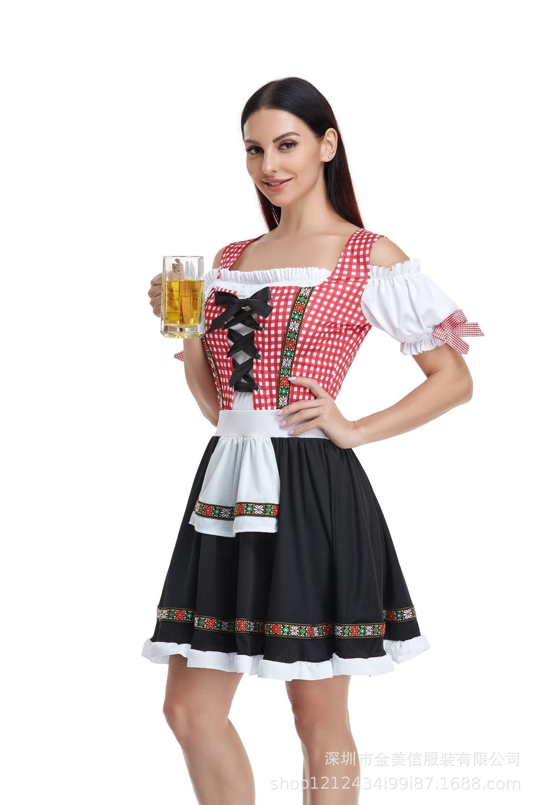 Damen Dirndl mit Schürze und Schnürung