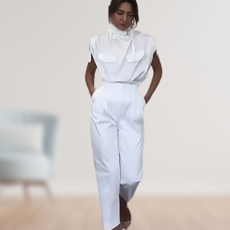 Damen Zweiteiliges Hosenanzug-Set mit Gürtel