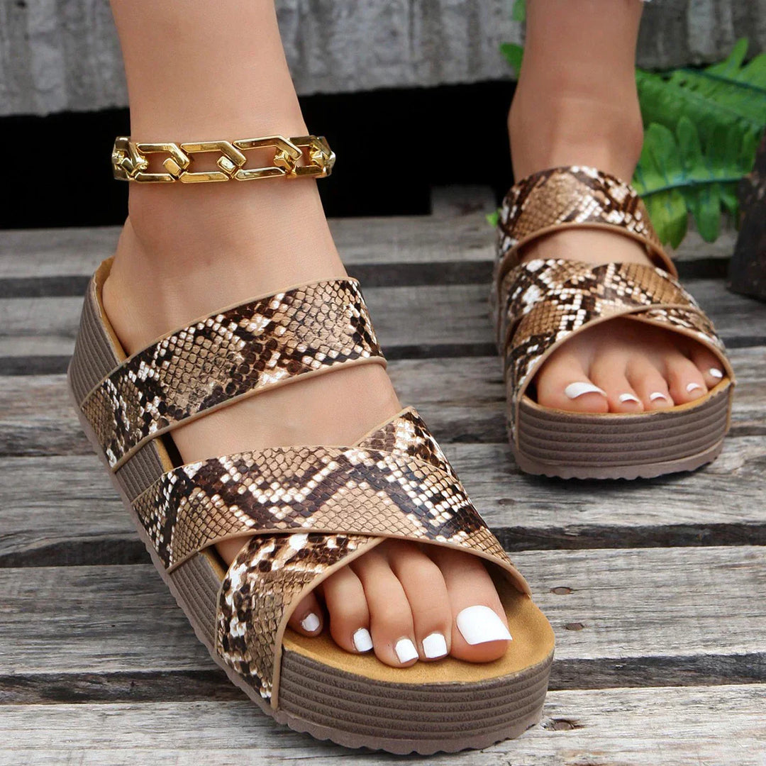 Damen Plateau Keilabsatz Sandalen