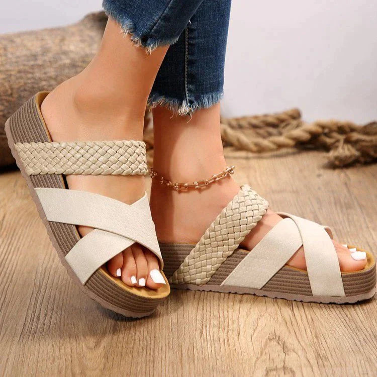 Damen Plateau Keilabsatz Sandalen