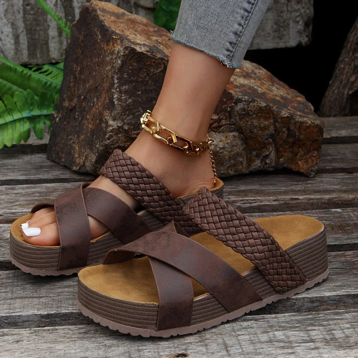 Damen Plateau Keilabsatz Sandalen