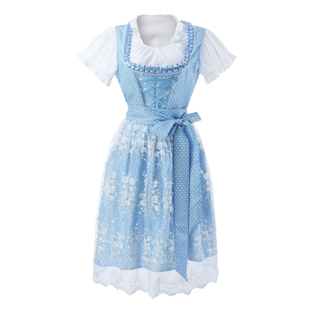 Damen Blaues Oktoberfest Dirndl Kleid | Midi