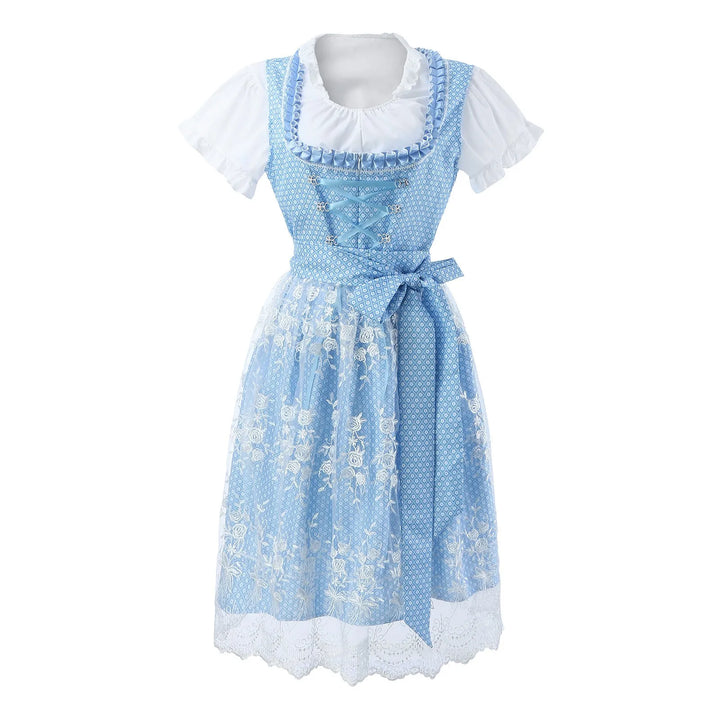 Damen Blaues Oktoberfest Dirndl Kleid | Midi