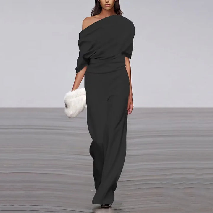 Damen Ein-Schulter-Jumpsuit mit Drapiertem Oberteil