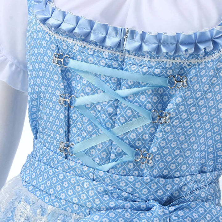 Damen Blaues Oktoberfest Dirndl Kleid | Midi