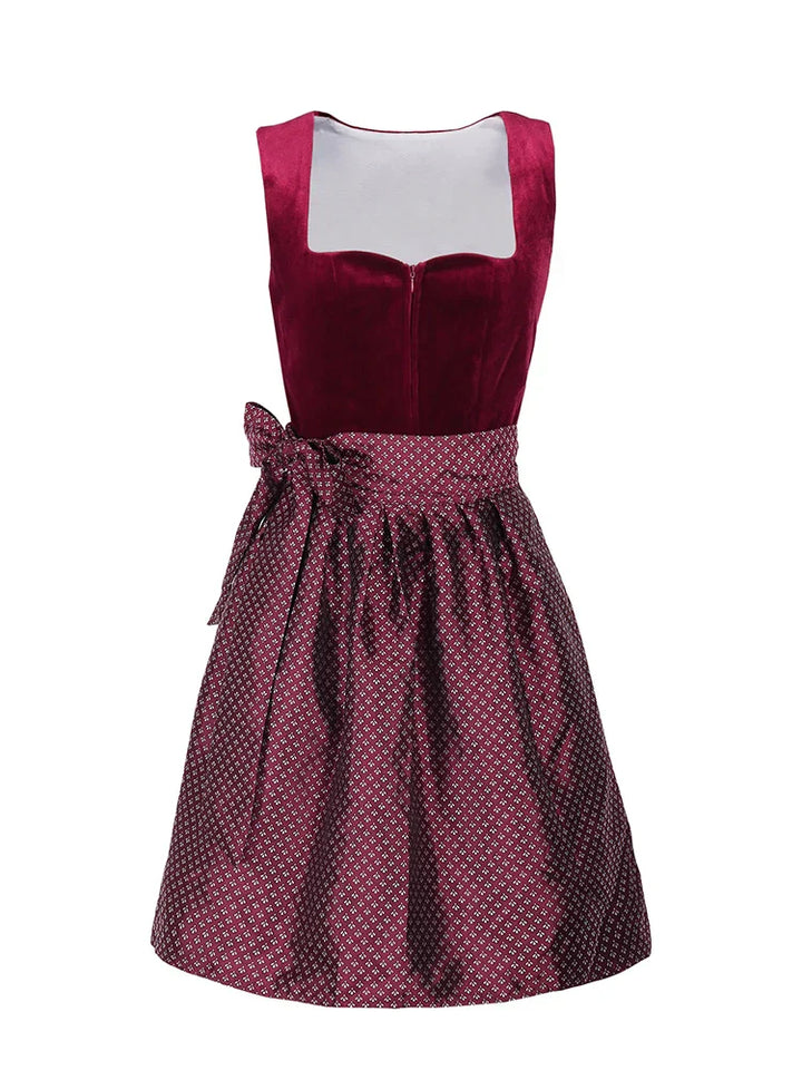 Damen Rotes Oktoberfest Dirndl Kleid | Midi