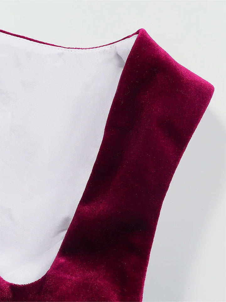 Damen Rotes Oktoberfest Dirndl Kleid | Midi