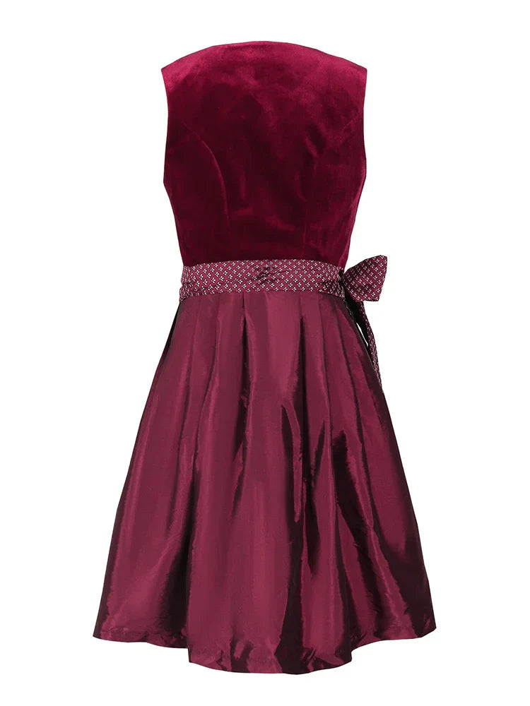 Damen Rotes Oktoberfest Dirndl Kleid | Midi