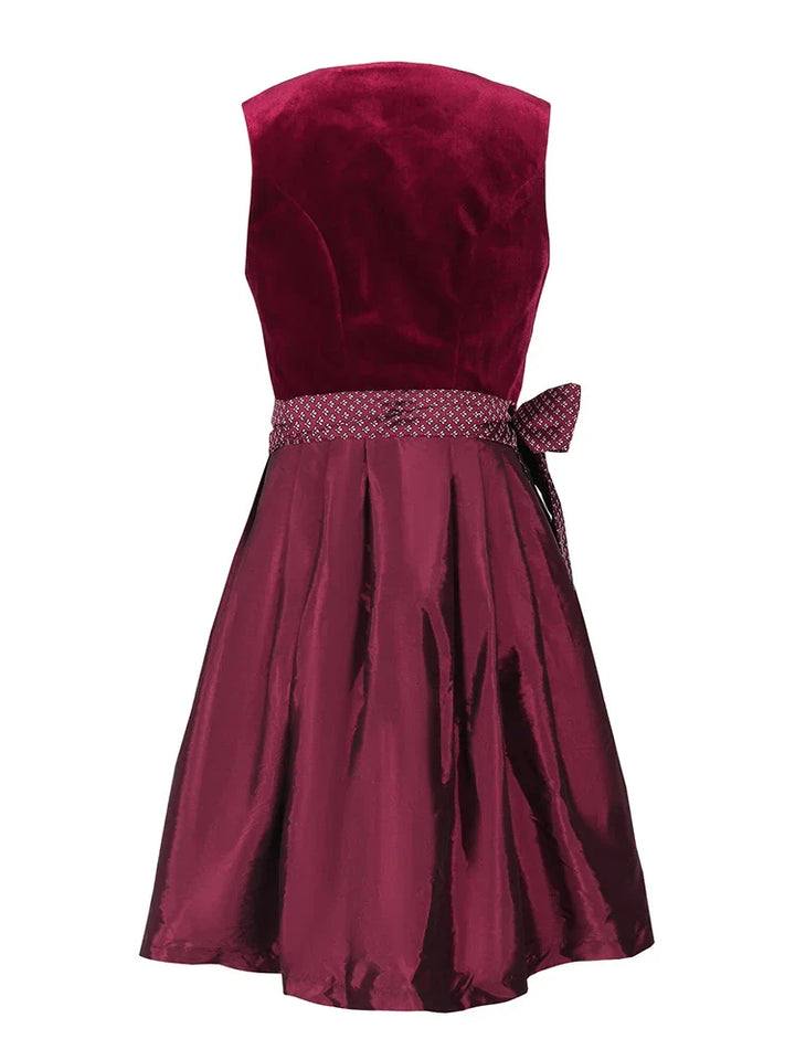 Damen Rotes Oktoberfest Dirndl Kleid | Midi