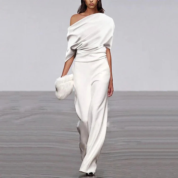 Damen Ein-Schulter-Jumpsuit mit Drapiertem Oberteil