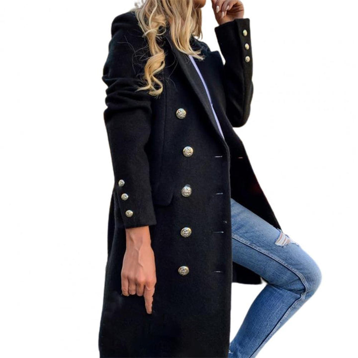 Klassischer Langer Wintermantel Für Damen | Mit Knöpfen (Foto te wazig)