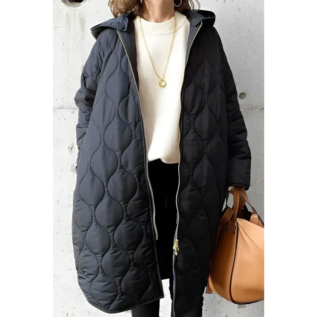 Damen Gestepptes Reißverschlussjacke | Lang