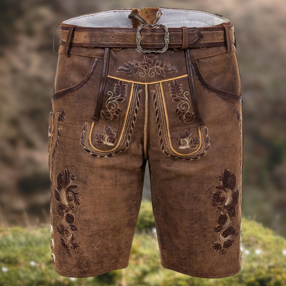 Herren Lederhose mit traditionellen Stickereien