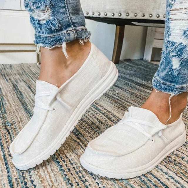 Damen Alle Jahreszeiten Canvas-Flatschuhe mit Schnürung