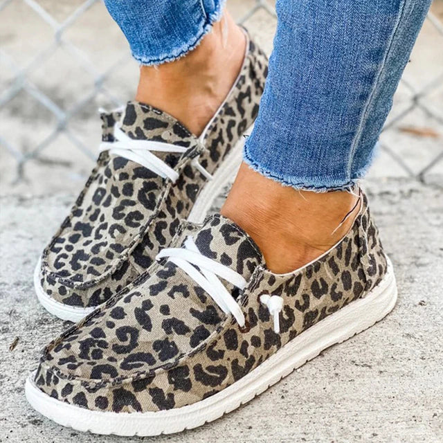 Damen Alle Jahreszeiten Canvas-Flatschuhe mit Schnürung