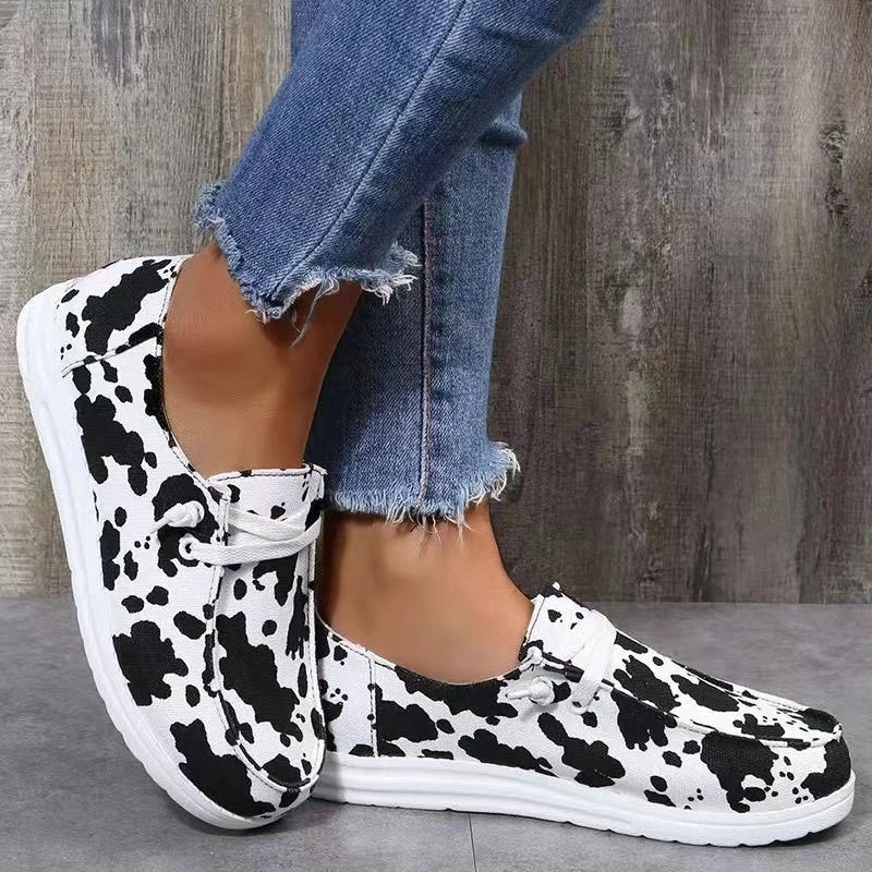 Damen Alle Jahreszeiten Canvas-Flatschuhe mit Schnürung