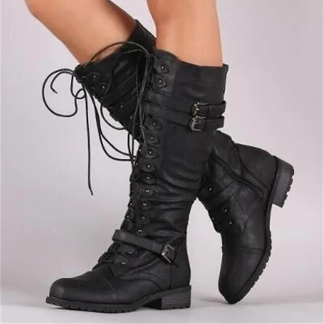 Damen Kniehohe Vegan-Leder-Stiefel für multiple Jahreszeiten