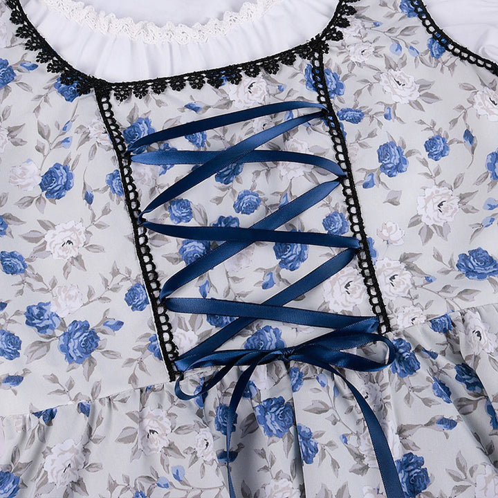 Damen Blaues Oktoberfest Dirndl Kleid | Schleifendetail