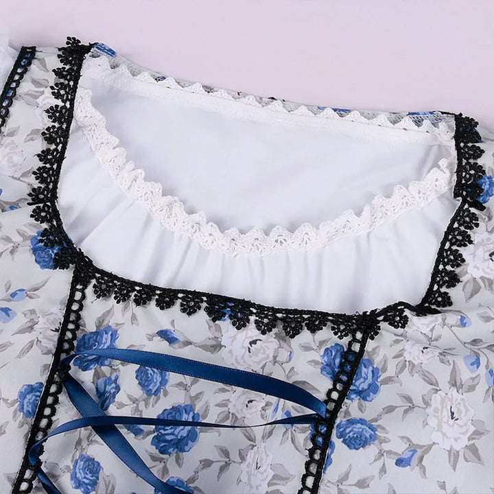 Damen Blaues Oktoberfest Dirndl Kleid | Schleifendetail