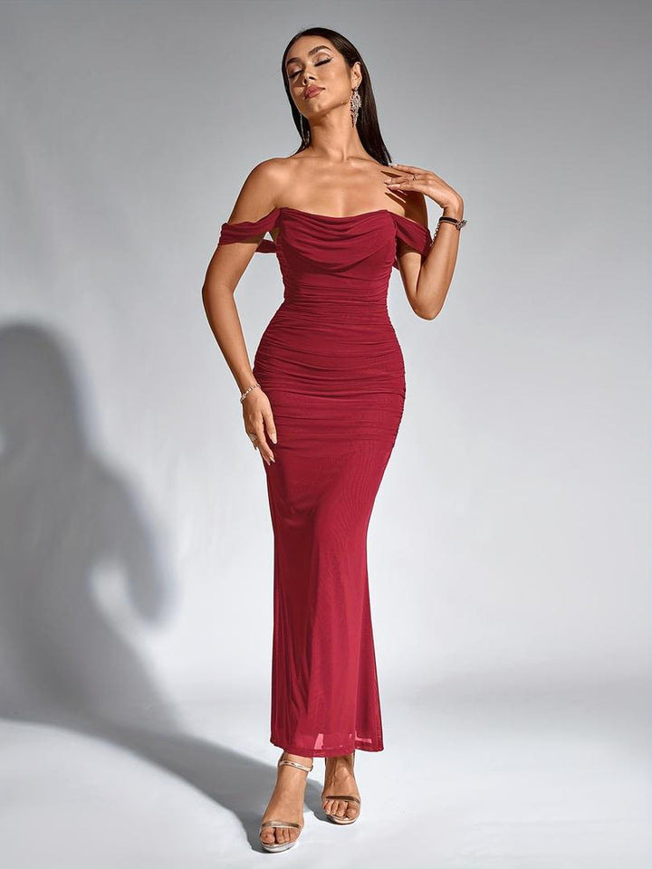 Damen Maxi Hochzeitsgastkleid | Schulterfrei