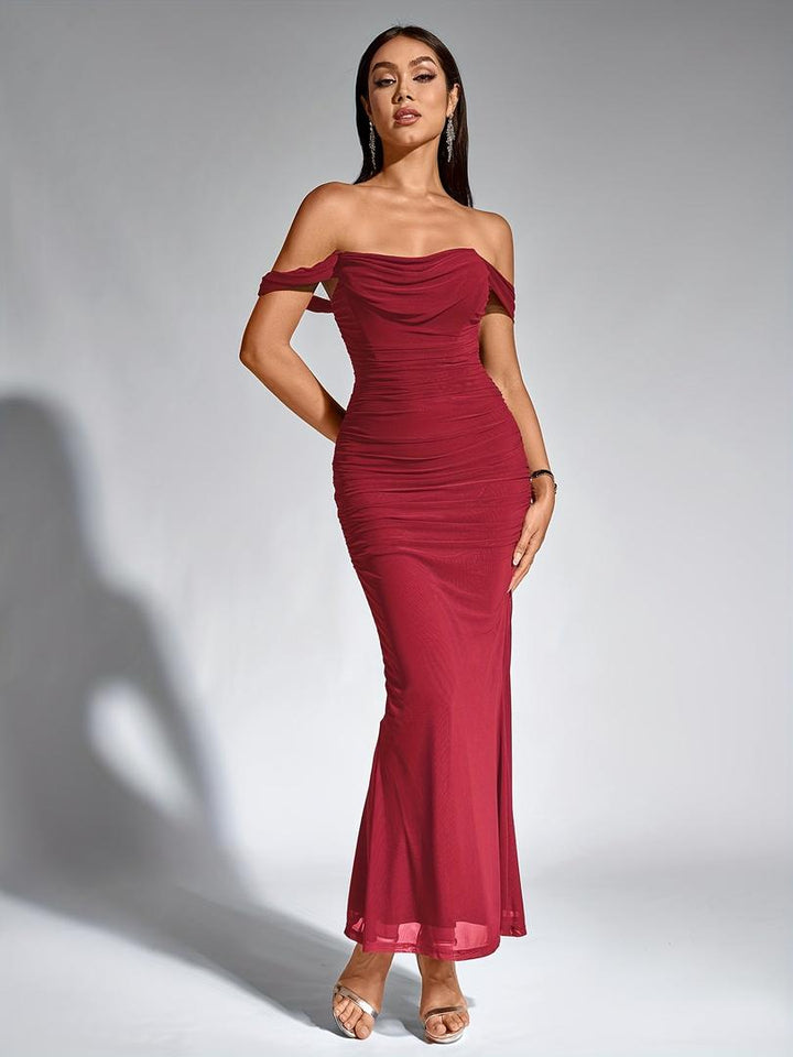 Damen Maxi Hochzeitsgastkleid | Schulterfrei