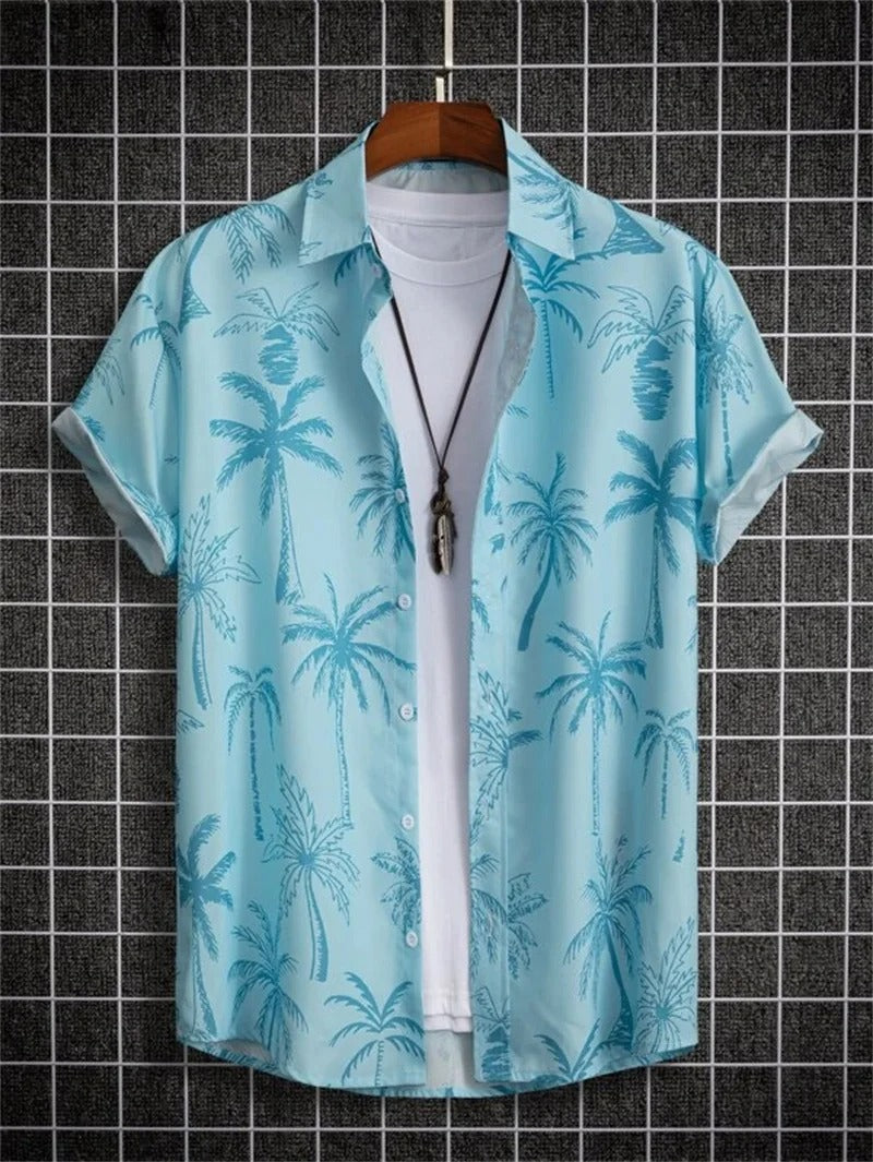 Herren Kurzarm-Hemd mit Knopfleiste und Print
