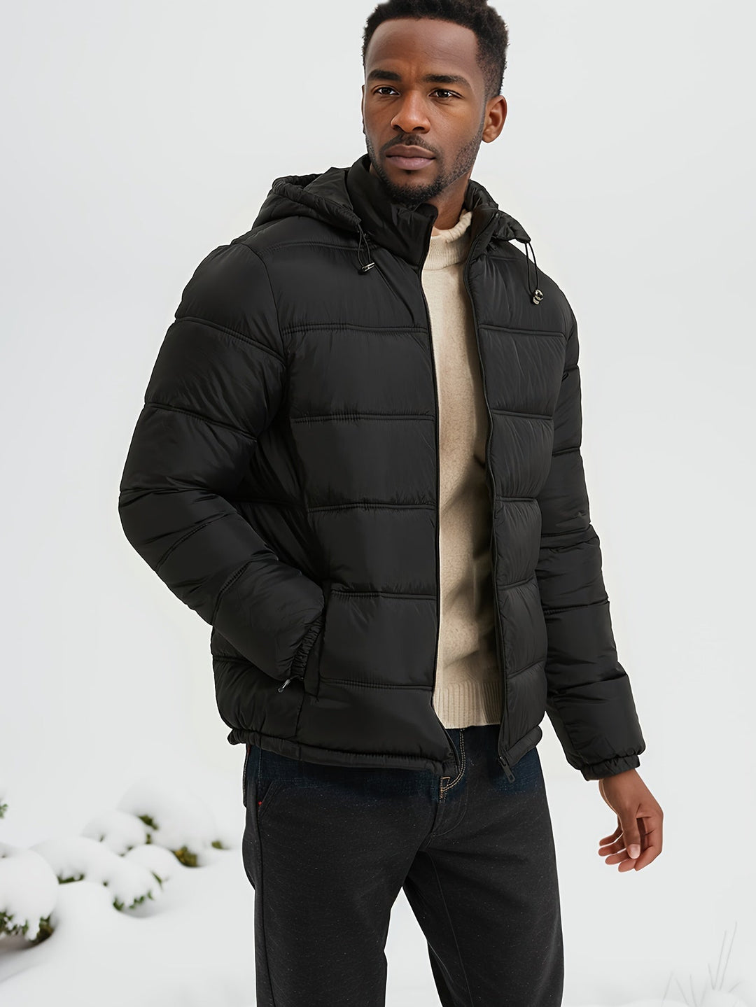 Herren Winter-Daunenjacke Mit Kapuze | Mit Reißverschluss