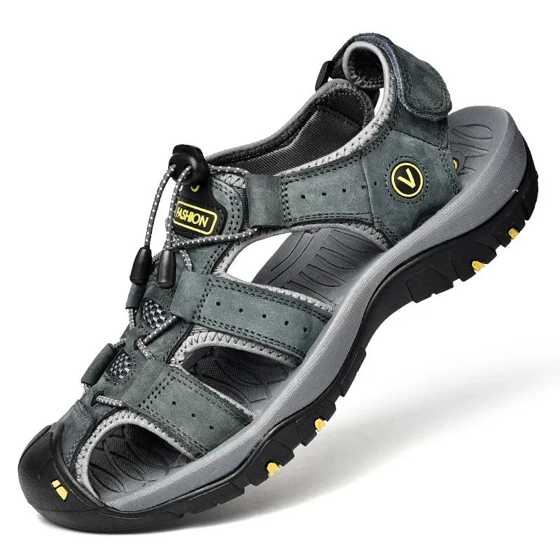 Herren Sommer Geschlossener Zehen Outdoorsandalen mit Verstellbarem Kordelzug