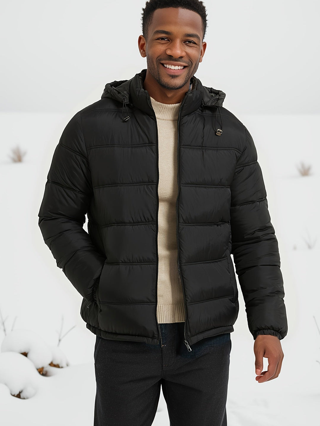 Herren Winter-Daunenjacke Mit Kapuze | Mit Reißverschluss