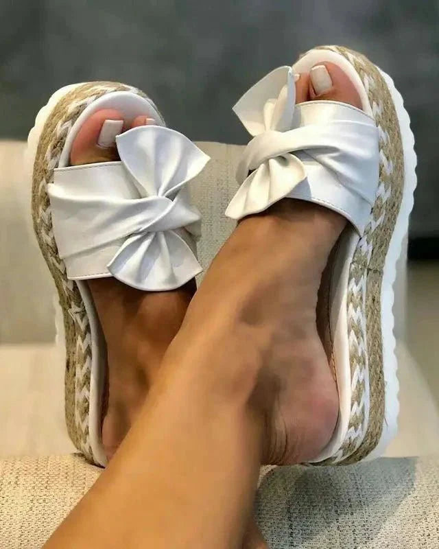 Damen Sandalen mit offener Spitze und Plateaukeilsohle