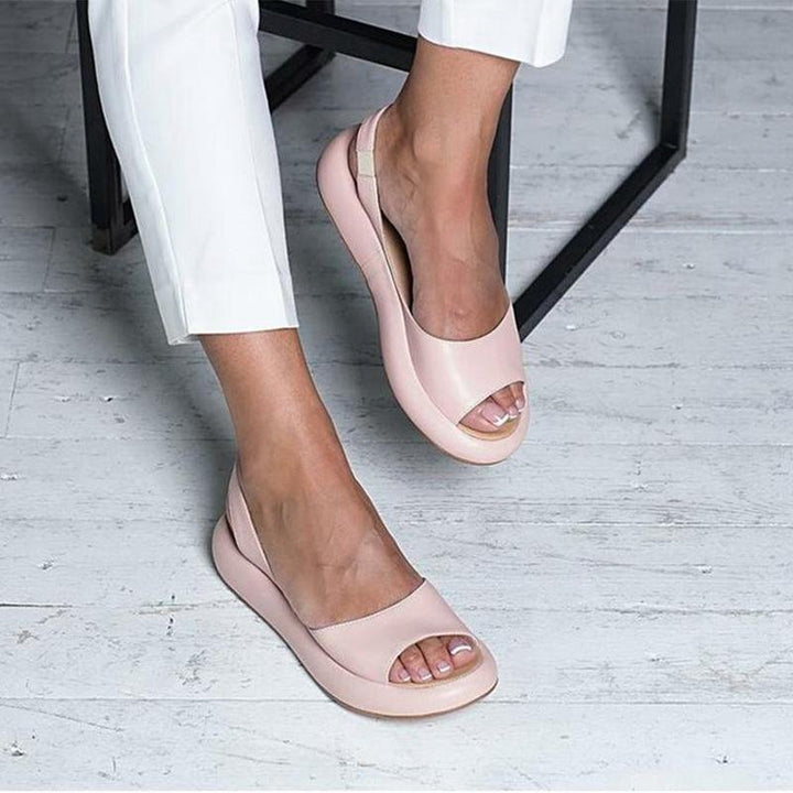 Damen-Keilabsatzsandalen mit offener Zehenpartie und Slingback-Riemen