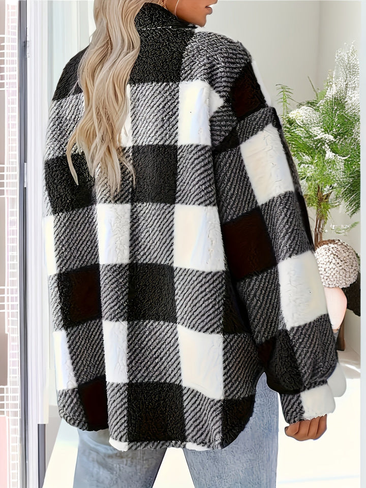 Klassische Karojacke Mit Knopfleiste Für Damen | Herbst