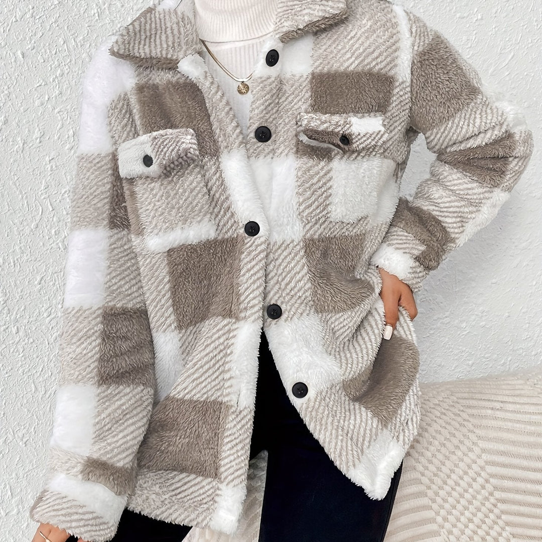 Klassische Karojacke Mit Knopfleiste Für Damen | Herbst