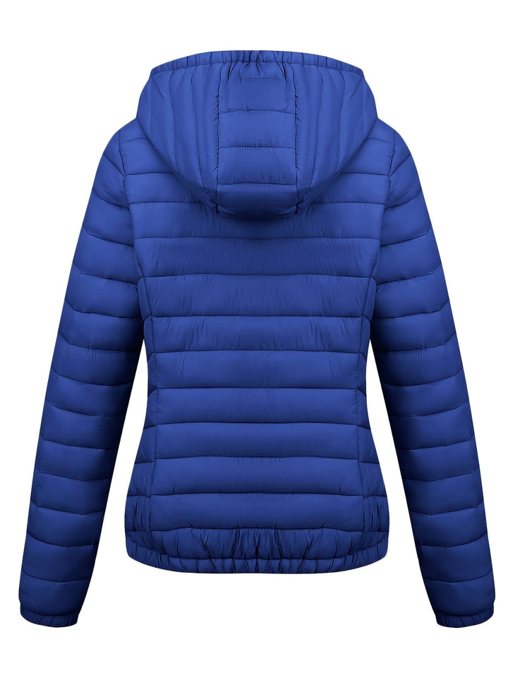 Moderne Pufferjacke Mit Reißverschluss Für Damen | Schräge Taschen