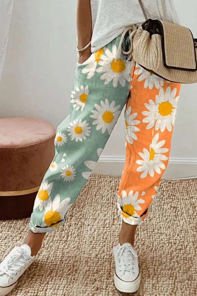 Gedruckte Hose mit Umschlägen für Damen