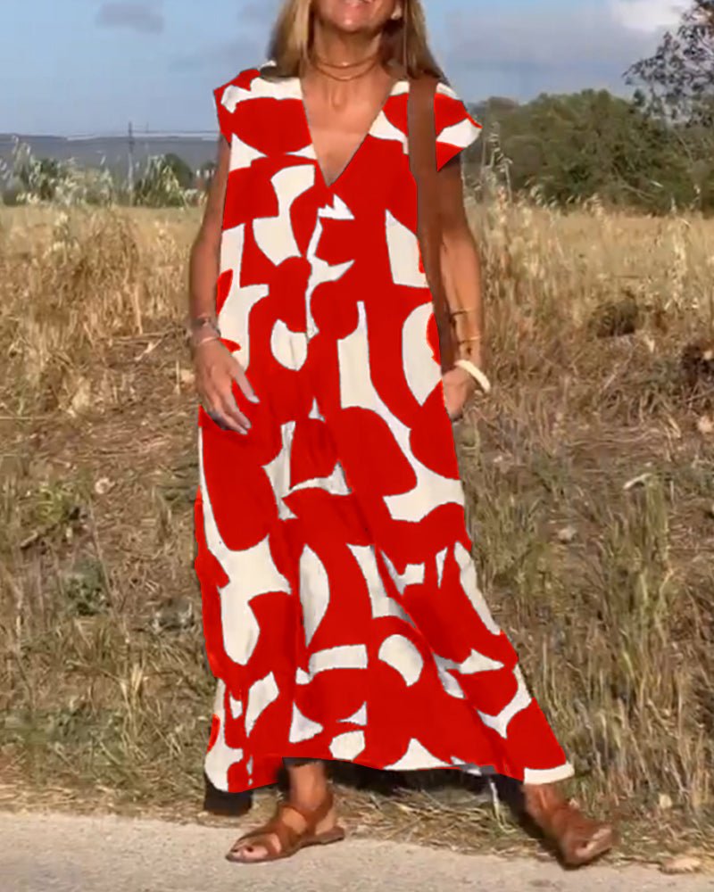 Midikleid mit Abstraktem Print für Damen