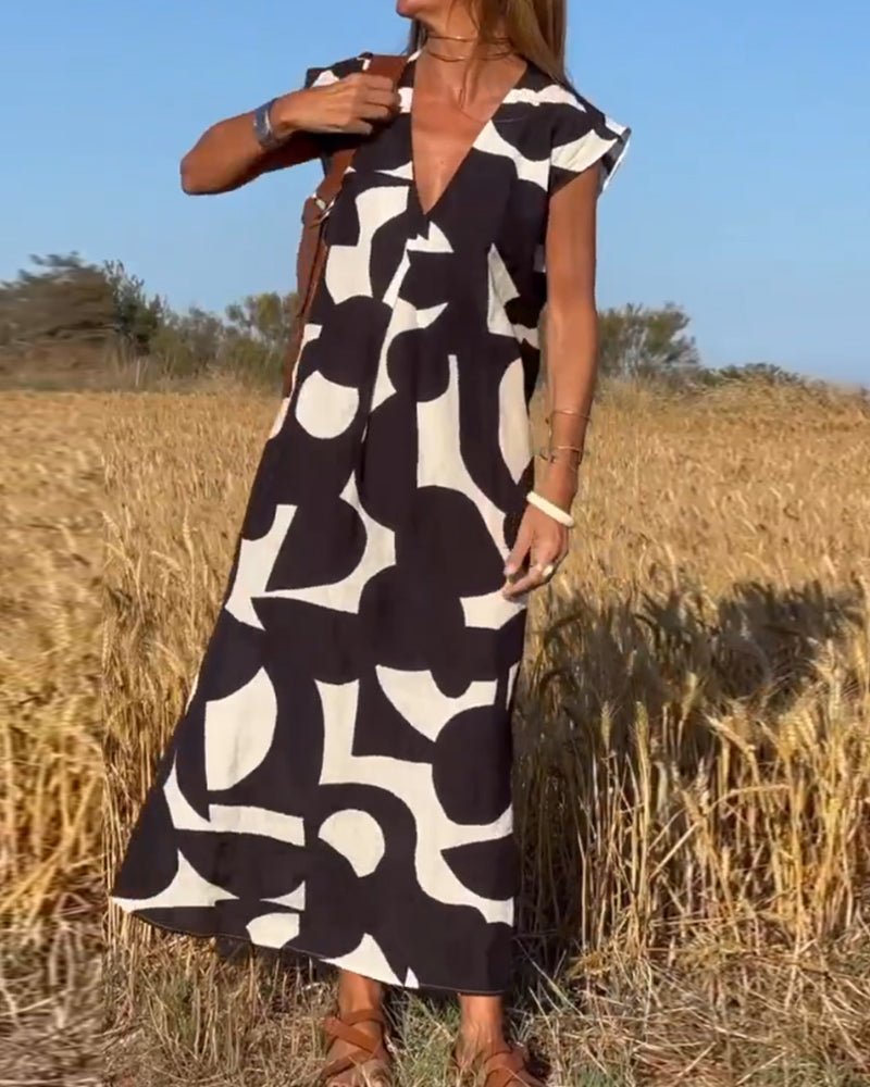 Midikleid mit Abstraktem Print für Damen