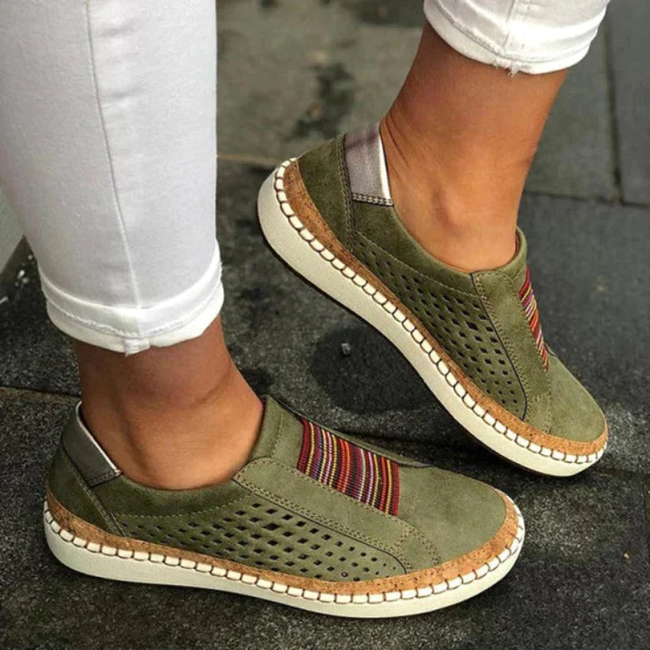Damen Slipper-Walkingschuhe mit perforiertem Obermaterial