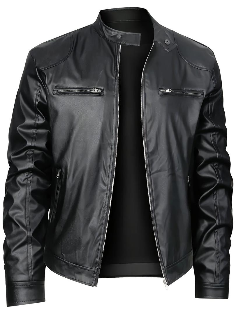 Herren Stylische Lederjacke | Reißverschluss-Design