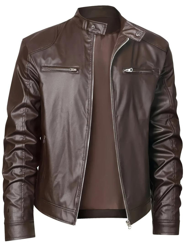 Herren Stylische Lederjacke | Reißverschluss-Design
